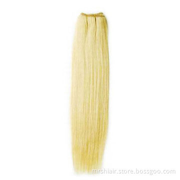 60# white blonde color silky Indian straight remy hair machine weaving wefted 16/18/20/22/24"